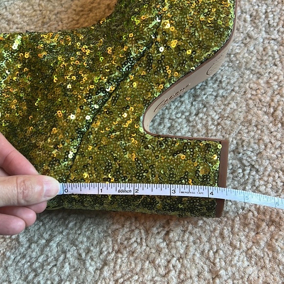Circus by Sam Edelman Ilana Fashion green grinch sequin heel boot shoe 6.5 - Picture 10 of 11